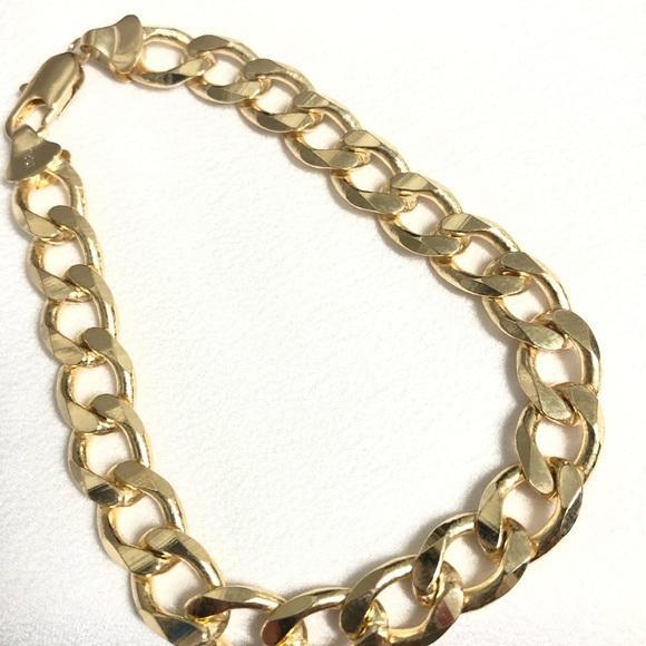 18k Gold Filled Cuban Link Men Bracelet - Picture 3 of 4